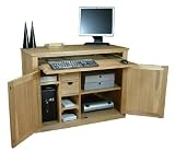 Hidden Home Office Mobel Computer Desk Solid Oak L105Cm