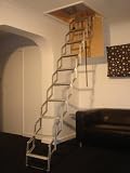 Unique 2.74m (9') Concertina Loft Ladder with Rubber Coated Non Slip Treads