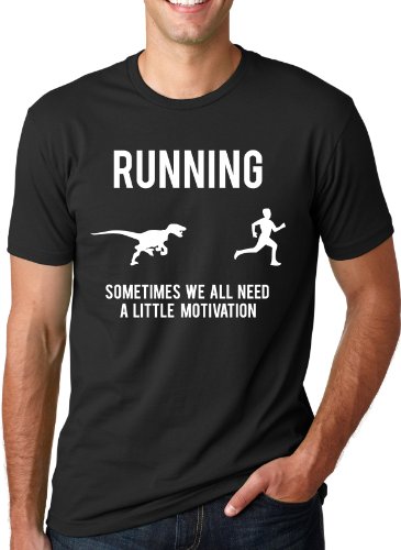 Running Motivation Raptor Shirt Funny Dinosaur Tee to Motivate Runners L