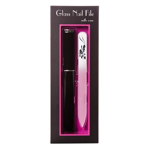 Medium Glas Nagelfeile mit Hard Case - Schwarz und Wei&szlig; mit Schmetterling Design Preisvergleich