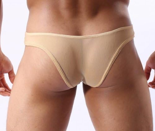 Sexy Men Underwear See Through Soft Mesh Mini Bikini Briefs Thong Low Rise (2) Large : 28-31" , Flesh)
