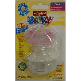New Playtex Binky 1-piece Silicone Pacifier BPA FREE 6+ months girl colors