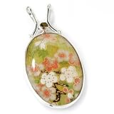 Sterling Silver Peridot & Smoky Quartz Japanese Painting Reversible Pendant