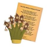 Five Little Monkeys Jumping On The Bed Teaching Mitt Glove Puppet and Finger Puppet Toy For Pretend Play and Singing Classic Nursery Rhymes