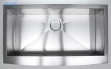 36 Inch Stainless Steel Curved Front Farm Apron Kitchen Sink - 1 Radius Design Single Bowl