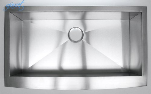 36 Inch Stainless Steel Curved Front Farm Apron Kitchen Sink - 1 Radius Design Single Bowl