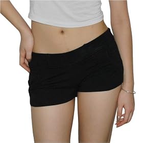 Womens Guess beach black sexy looking shorty shorts. Very high quality casual shorts with logo embroidered on back, elastic waistband and tiny belt loops. Look hot at the beach this summer!