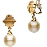 18K Yellow Gold Paspaley South Sea Golden Cultured South Seas Cultured Pearl and Citrine Earrings