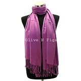 Olive N Figs Solid Plain Pashmina Scarf/ Stole/ Wrap with a Complimentary Gift - 25 Vibrant Colors