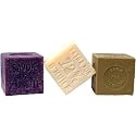 3 Assorted Marseille Extra Olive Oil Soap 400 g 13.3 oz Cubes: White, Lavender and Unscented