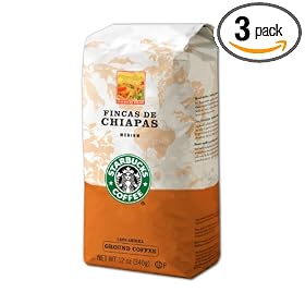Starbucks Fincas De Chiapas Ground Coffee, 12-Ounce Bags (Pack of 3)