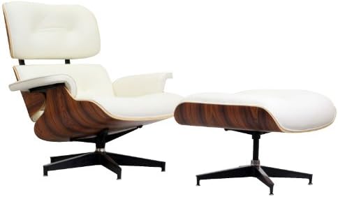 Eaze Lounge Chair in White Leather and Palisander Wood