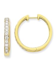 14k Yellow Gold Diamond Hoop Earrings. Carat Wt- 0.75ct. Metal Wt- 7.03g