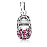 Bling Jewelry July Birthstone Baby Shoe Charm Pendant Red Ruby CZ