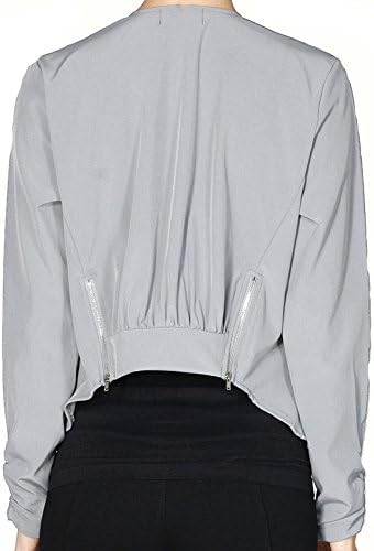 Stylish Woven Draped Front Waterfall Collar Dressy Blazer Bolero Jacket (Small, Pale Grey)
