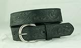 Distressed Tooled Western Belt 38 Black