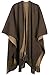Women's Blanket Winter Knitted Cashmere Tassel Cardigans Scaft Shawl Poncho Cape (Khaki)