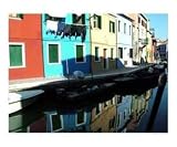 Hanging Laundry Alongside a Burano Canal Photographic Poster Print by Donna Corless, 20x16