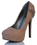 Tan Pumps Buckle Chain Platform High Heel Fantasy