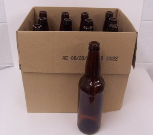 22oz Crown Cap Amber Longneck Bottles, Case of 12