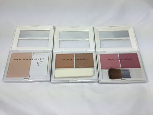 VICTORIA JACKSON SHEER PRESSED POWDER, OIL FREE FOUNDATION (2 TONE MEDIUM-DARK) LIGHT TOUCH BLUSH (2 COLORS)3 PIECES SET.