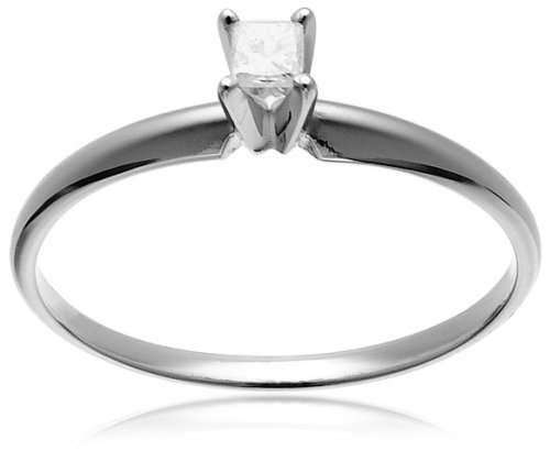 14k White or Yellow Gold Princess-Cut Solitaire Engagement Ring (1/10 ct, I-J Color, I1-I2 Clarity)
