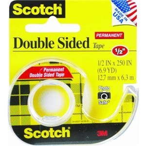 3M 136 Scotch Double Sided Tape, 1/2 in x 250 in