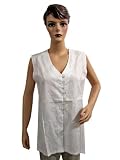 Womens Bohemian Fashion White Floral Embroidered Cotton Tunic Top Blouse Medium Size
