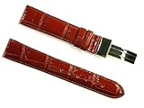 BANDA PASTEL GATOR LEATHER WATCHBAND WITH STAINLESS FOLDING CLASP DEPLOYANT BUCKLE DESIGN-REAL ITALIAN CALF LEATHER-18 mm BROWN COLOR
