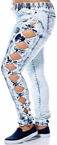 Plus Bow Sides Denim Joggers (3xl, ice blue)