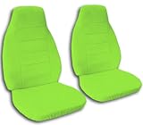 Pair of Lime Green front seat covers. Universal fit, matching steering wheel included. Will not fit if you have side airbags.