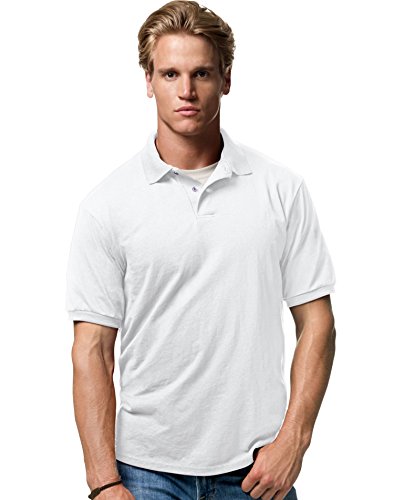 Hanes ComfortBlend EcoSmart Jersey Knit Polo Shirt, White, XXXXX-Large