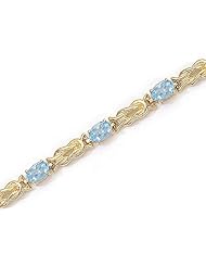 14K Yellow Gold Oval Aquamarine Bracelet