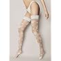 White Flower Print Hold Up Stockings