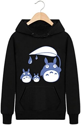 Unisex-adult Totoro Clothes Hoodie Men and Women Sweater Tops (M, Black)