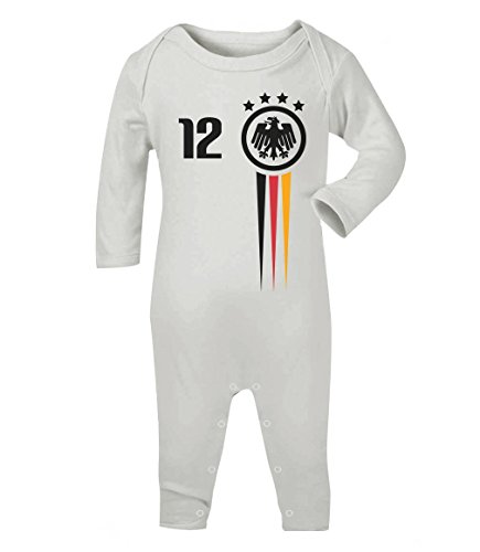 Fanartikel zur Fussball EM Frankreich Baby Geschenk Baby Strampler Strampelanzug 3 – 6 months Weiß