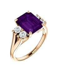 18K Rose Gold 10.00x8.00mm Emerald Cut Chatham Created Alexandrite and Diamond Ring -- LIFETIME WARRANTY