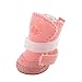 4Pcs Lovely Warm Adjustable Pet Dog Puppy Winter Cotton Anti-slip Snow Cozy Shoes Boots (Pink, Medium)