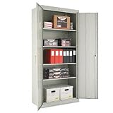 ALERA Assembled High Storage Cabinet, 4 Adjustable Shelves, 36 x 18 x 78, Light Gray