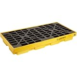 Justrite 28654 EcoPolyBlend 24 Gallon Sump, 49" x 25" x 5.5" (LXWXH) Yellow 2 Drum Modular Accumulation Centers