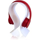 Stylish Acrylic Omega Headphone Hanger / Stand with Cleaning Cloth by Headphone Hangers (TM) - White
