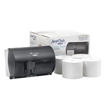 Georgia-Pacific Compact 5679500 Translucent Smoke Compact Bathroom Tissue Dispenser and Angel Soft ps Starter Kit, 10-1/8" Width x 7-1/8" Height x 6-3/4" Depth