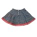 Elastic Waist Skirts | Tiny Skirts | Casual Skirts | Elastic Waist Denim Skirts - Jean Bourget Tiny Casual - Denim elastic waist red gingham trim skirt (size 18M)