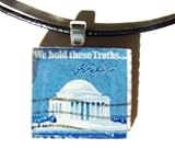 Vintage Jefferson Memorial Stamp Pendant Necklace