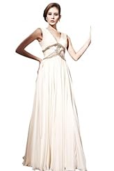 V-neck Cocktail Beaded Satin Homecoming Dress/Pageant Dress/Prom Dress/Party Dress/Wedding Dress 