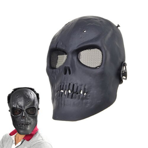 Black Skull Skeleton Army Airsoft Paintball BB Gun Full Face Game Protect Mask for Airsoft Hunting Wargame and All Military Purpose