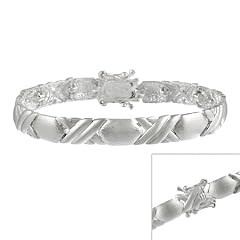 Sterling Silber poliert & satiniert Doppel-X-verlinken & oval Armband