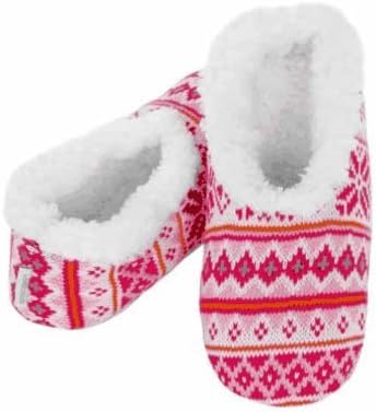 Snoozies Ladies Hot Mocs Fair Isle Slippers Pink Small UK 3 - 4