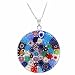 Sterling Silver Millefiori Flower Murano Glass Circle Pendant