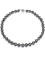 14k White Gold 8-10mm Hand-pick Genuine Baroque Black South Sea Tahitian Pearl 18" Necklace AAA Quality, Hand Knotted and Secured with Corrugated Ball Clasp.